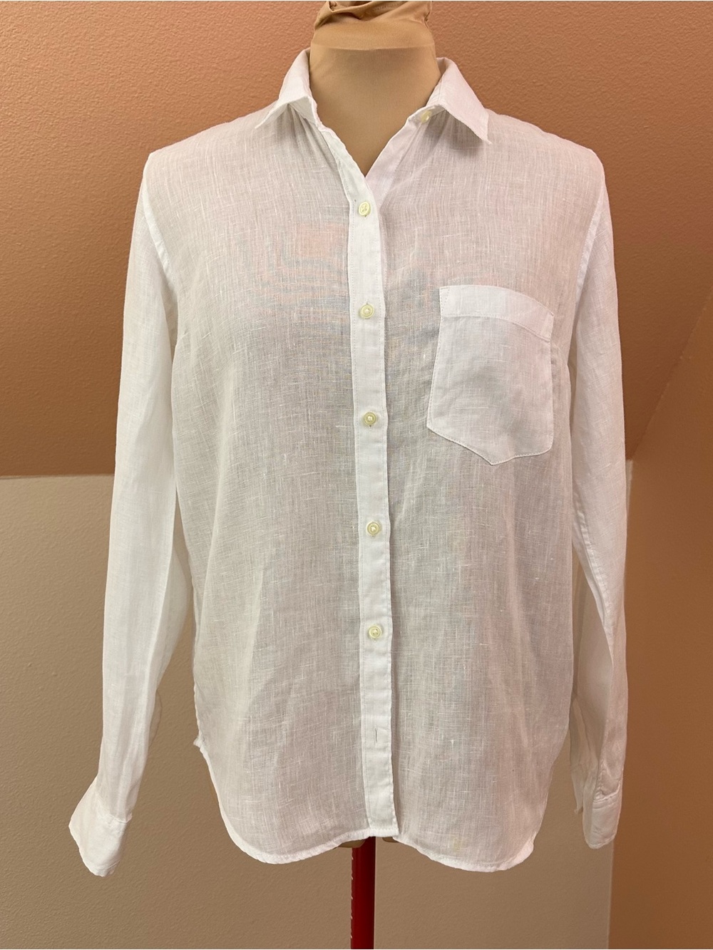 Gap 100% Linen Women's Fitted Boyfriend Linen Shirt Size S Preppy Back to School